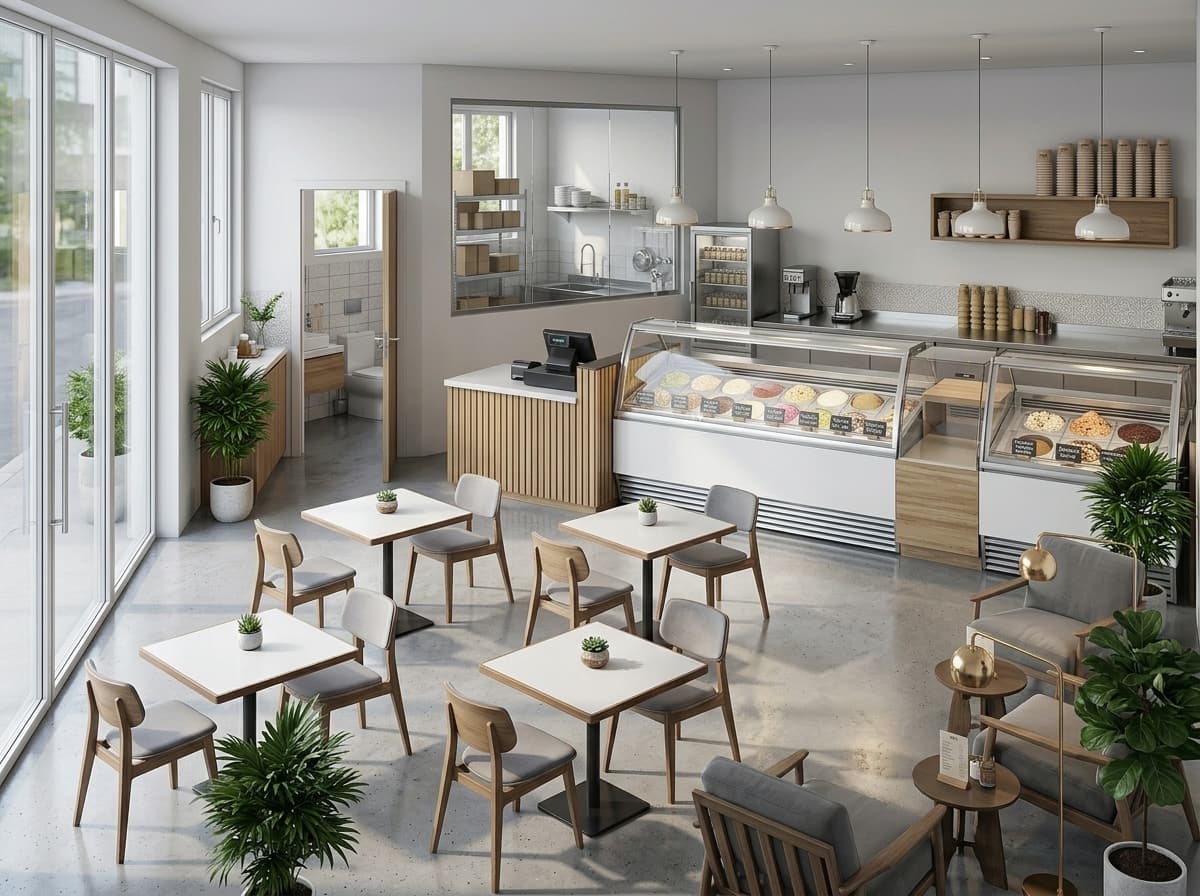 Render de la heladería renovada